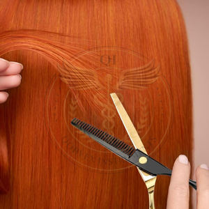 Tijeras de peluquería profesionales negras y doradas de acero inoxidable, juego de herramientas para cortar el cabello. - Product Image 6