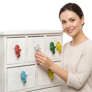 Ba Sea Horse Cabinet Knobs Modern Style Novelty Shape Door <b>Drawer</b> Handles for <b>Bathroom</b> Living Room Red Blue <b>White</b> Green Yellow - Product Image 2