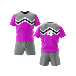 Prix de gros usine – Tenue de rugby pour homme, vêtements de sport durables, nom du joueur imprimé sur le devant, conception personnalisée OEM, 100 % polyester - Product Image 5