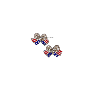 Pendientes Colgantes con Lazo y Cuentas Estilo Vintage, Rojo, Blanco y Azul, para el 4 de Julio, Día de la Independencia, Joyería Festiva para Mujer, Sin Níquel - Product Image 1
