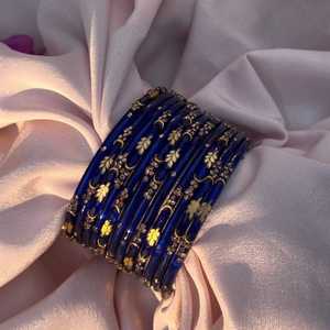 Bracelets de mariée haut de gamme en verre pour femmes, ornés de pierres rouges et dorées, style traditionnel pour mariages et fêtes, fournisseur en gros - Product Image 1