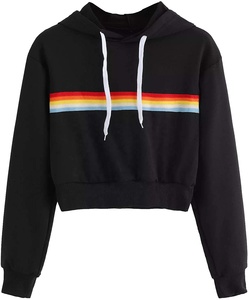 De manga larga de las mujeres Arco Iris rayas sudaderas formación superior sudaderas con capucha Streetwear moda de Sudadera con capucha - Product Image 1