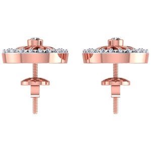 Boucles d'oreilles clous en or rose plaqué, diamants ronds taille brillant, diamants de laboratoire, bijoux de luxe pour femme, à porter au quotidien - Product Image 3