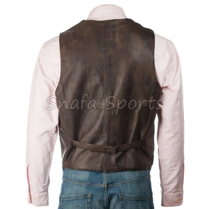 เสื้อกั๊กหนังสีทึบสำหรับผู้ชายเสื้อกั๊กหนังแขนกุดสำหรับนักขี่จักรยานฤดูหนาว - Product Image 4