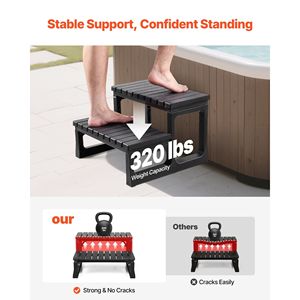 Scala per Piscina Fuori Terra a 2 Gradini, Robusta, per Spa e Vasche Idromassaggio, Larghezza 23,6 Pollici, in PP, Capacità di Carico 320 Libbre - Product Image 2