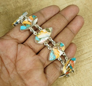 Pulsera ajustable de plata de ley 925 con turquesa natural de ostra, 7-8 pulgadas, hecha a mano, joyería de piedras preciosas para hombres y mujeres - Product Image 4