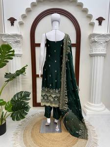 Nuevo Conjunto de Fiesta Gujarati Elegante para Mujer, Top de Seda de Moda, Palazzo y Dupatta, Listo para Usar, Sin Arrugas, de Secado Rápido y Elástico - Product Image 3