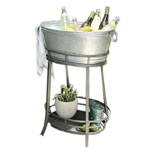 Enfriador de vino galvanizado duradero Enfriador de vino de lujo de hierro metálico con soporte Cubo de hielo Enfriador de bebidas con soporte para fiestas - Product Image 1