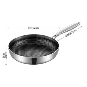 304 Stainless Steel Three-Layer Wok <b>Induction</b> & Gas Stove Compatible Coating-Free Frying <b>Pan</b> for Household Steak - Product Image 2