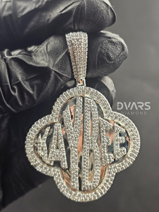 Pendentif personnalisé avec initiale, grand format, style rappeur, plaqué or, serti de pierres, pour homme, avec nom/lettre/logo personnalisé - Product Image 2