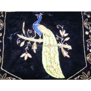 Elegant Embroidery Beaded Ethnic Bridal <b>Purse</b> for Girls Velvet Crossbody Party Bag with Stunning Peacock Design Handcrafted - Product Image 3