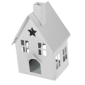 Portavelas de Metal Blanco con Forma de Casa, Acabado Envejecido, Linterna para Velas de Té con Ventanas Recortadas y Corazón, Decoración Navideña para el Hogar, Regalo - Product Image 6