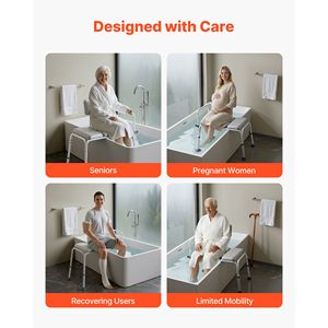 Panca di Trasferimento Regolabile in Altezza per Vasca da Bagno, Capacità 227 kg, con Braccioli e Schienale - Attrezzatura di Sicurezza per il Bagno - Product Image 6
