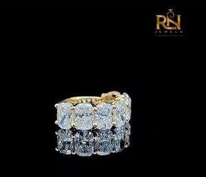 Oval Cut Lab Grown Diamond Half Eternity Band Solid Gold Shared Prong <b>Stacking</b> <b>Ring</b> Women OEM ODM Wholesale B2B Supply - Product Image 3
