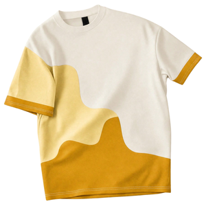 เสื้อยืดคอกลมแขนสั้นผู้ชาย ทรงโอเวอร์ไซส์ สีบล็อก  ผ้าโพลีเอสเตอร์/คอตตอน  ใส่สบายๆ  ไม่มีลายโลโก้ด้านหน้า  เหมาะสำหรับใส่ในฤดูร้อน  สไตล์สตรีทแวร์  ใส่ได้ทุกวัน - Product Image 1