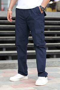 Pantalon cargo pour homme, taille élastique, séchage rapide, imperméable, respirant, coupe classique, couleur unie, vêtements décontractés d'extérieur, poches, automne, 100% coton - Product Image 2