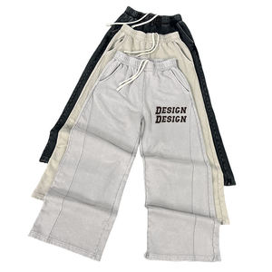 OEM 2026 Custom Logo Washed Men's French Terry Straight Leg Sweatpants Luxury Mens Casual Style Custom Design Sweat Pants - Product Image 1