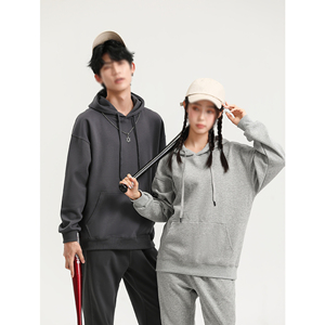 Men's Oversized Hooded Sweatshirt Solid Color Cotton Fleece Casual Autumn Pocket Design Regular Sleeve Knitted <b>Hoodie</b> - Product Image 4