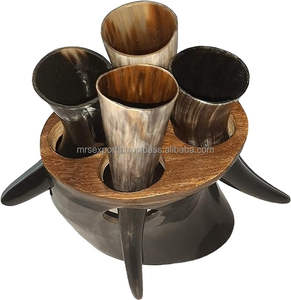 Cuernos de búfalo/buey indio Natural 100% de alta calidad, juego de cuernos para beber vikingo de 4 piezas, lámpara de sal de concha cruda M R S EXPORTS - Product Image 2