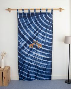 Nueva Colección de Paneles de Cortina de Algodón Shibori Indigo Hechos a Mano, Juego de 2 con Tinte Anudado para Puerta y Ventana - Product Image 3