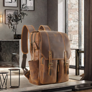 <b>Waterproof</b> Genuine Cow Leather <b>Backpack</b> Anti-Theft Vintage Laptop Rucksack for Work and Travel LBP-0451 - Product Image 2