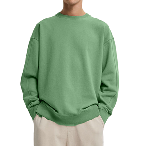 Oversized Crew Neck Sweatshirt Solid Color Knitted Cotton <b>Pullover</b> <b>Men</b> Casual Autumn Fit Regular Sleeve - Product Image 4