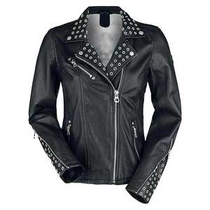 Chaqueta de Cuero para Mujer, de Última Tendencia, con Mangas Largas, Diseño de Logotipo Personalizado, Transpirable, con Tachuelas - Product Image 1