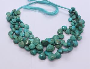 Perles en forme de cœur facettées en turquoise d'Arizona AAA, 7-9 mm, pierres précieuses naturelles en turquoise d'Arizona, perles en forme de cœur facettées de 8 pouces - Product Image 1