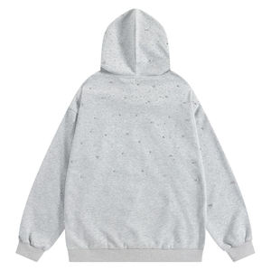 Sweat-shirt à capuche orné de strass, détails en pierres brillantes, avec décoration graphique contemporaine pour un style urbain décontracté - Product Image 2