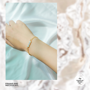 สร้อยข้อมือพลอยอะความารีนประจำเดือนเกิด - สร้อยเงินแท้ 925 แบบสั่งทำพิเศษ |   สร้อยข้อมือประดับจี้แบบสามหัวกรงเล็บ - Product Image 2