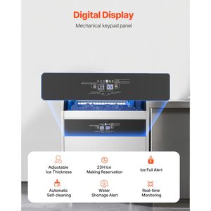 Macchina per il Ghiaccio Professionale da Cucina, Produzione 200 libbre/24H, Capacità di Stoccaggio 66 libbre, 108 Cubetti di Ghiaccio, 15 Minuti, Display Digitale LED - Product Image 4