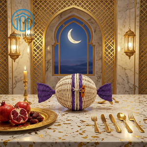 Cesta de mimbre hecha a mano en colores nuevos, la más vendida, para exhibir dulces, dátiles y chocolate de Gergean durante el Ramadán - Product Image 6