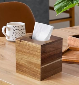 Porte-serviettes rectangulaires en bois pour décoration de table de mariage, boîte à mouchoirs pour table à manger et petit-déjeuner - Product Image 6