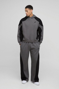 Survêtement Streetwear Homme Bicolore en Molleton de Coton Épais, Manches Raglan, Ensemble Deux Pièces (Haut à Capuche et Pantalon Droit), Logo Personnalisé, Vente en Gros - Product Image 2