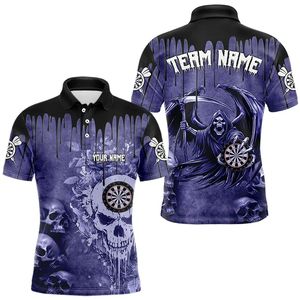 Custom Heat-Transfer Printed Solid Front <b>Dart</b> Shirt Unisex Short Sleeve Moisture Wicking Turn-down Collar Team Name Print All - Product Image 4