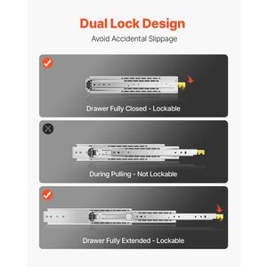 Guide per cassetti a estrazione totale, 1 paio, capacità di carico 500 libbre, con blocco, gamma 18-60 pollici per varie misure - Product Image 3
