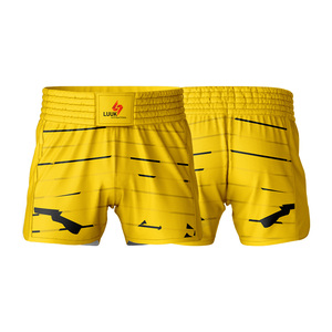 Pantalones Cortos de Boxeo con Logotipo Personalizado en la Parte Delantera, para MMA y Muay Thai, Elásticos, de Secado Rápido, Ligeros, 100% Poliéster - Product Image 3