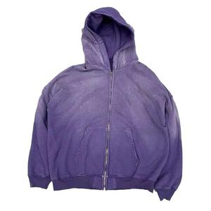 Custom French Terry Graphics Rivet <b>Hoodies</b> Vintage Acid Washed Heavyweight Cotton Zip up Cropped <b>Rhinestone</b> Hoodie - Product Image 4