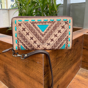 Embrayage Offre Spéciale usiné à la main sculpture coque de téléphone élégant en cuir véritable nouveau Design bracelet portefeuille multi-utilisations portefeuilles occidentaux - Product Image 3