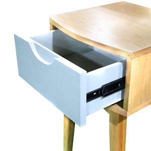 Mesita de Noche Moderna de Estilo Escandinavo Minimalista, de Madera, con 1 Cajón, Frente Blanco, Mueble para Dormitorio - Product Image 3
