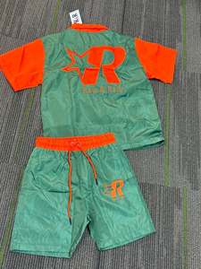 High Quality Custom <b>Men's</b> Nylon Windbreaker Zip Up <b>Jacket</b> and Shorts Set <b>Summer</b> Water Resistant Tracksuit - Product Image 2