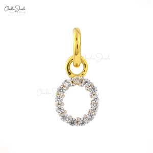 O Alphabet Charm Pendant with 0.9MM Round Cut Natural White Zircon Pendant 925 Sterling Silver Micron Plated Initial Jewelry - Product Image 1