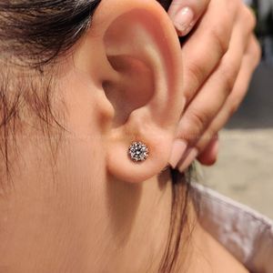 Pendientes de Diamantes Redondos de 1.00 TCW en Platino 950 y Oro Rosa, Joyería Fina para Mujer, Estilo Clásico Solitario para Boda o Regalo - Product Image 5