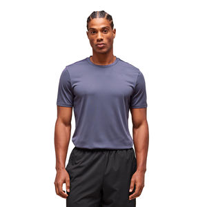 T-shirt à manches courtes pour homme, bleu marine, col rond, coupe classique, couleur unie, décontracté, tricoté, respirant, polyester - Product Image 1