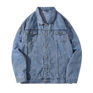 Veste en jean décontractée unisexe en coton 100% noir à revers, coupe ample, pour homme, printemps-automne, personnalisable - Product Image 4