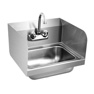 Lavabo a parete in acciaio inossidabile con rubinetto laterale, vasca singola, finitura spazzolata nano, per uso laboratorio - Product Image 3
