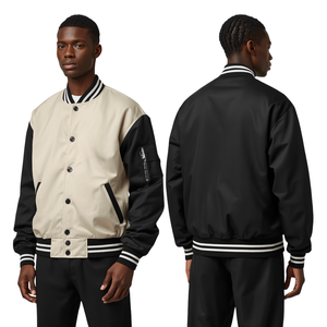 Chaqueta Varsity Extra Grande para Hombre, Estilo Urbano, Hombros Caídos - Product Image 3