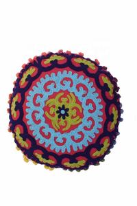 Taie d'oreiller ronde en coton indien brodé à la main moderne et tricoté canapé exclusif Suzani maison hôtel vente en gros utilisation en lot - Product Image 2