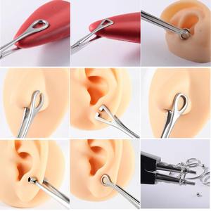 1 unidad Pinza profesional de acero quirúrgico para piercing de ombligo, oreja, nariz, septum y labio, con bloqueo automático y herramienta de cambio de aguja - Product Image 2