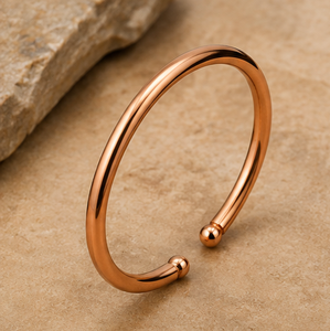 Handcrafted Smooth Round Torque Solid Copper Wrist Bangle Fashionable Metal Jewelry Exquisite Embossed Design - Product Image 2